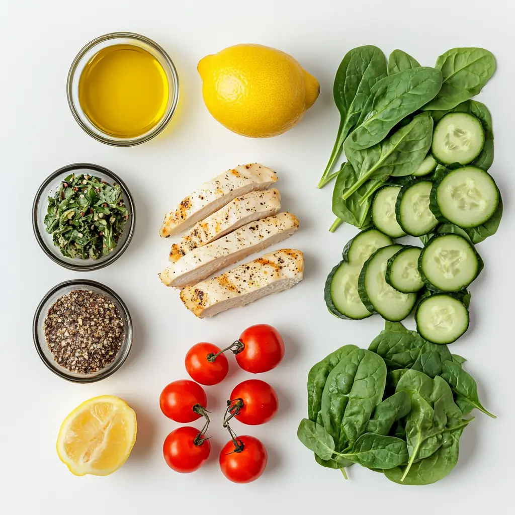 Easy Mounjaro Salad That Tastes Amazing and Keeps You Full 4 Mounjaro salad ingredients laid out