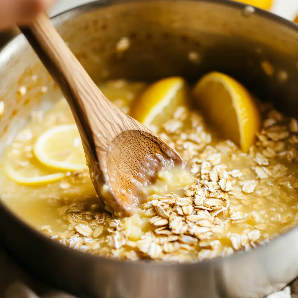 Easy Lemon Oatmeal No Bake Cookie Recipe for Busy Days 7 Mixing oats into lemon cookie base