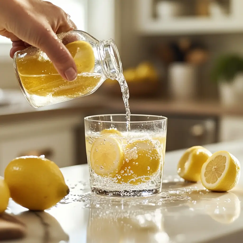 Brazilian Mounjaro 3 Ingredient Recipe: Natural Weight Loss Made Simple 6 Pouring lemon into Brazilian Mounjaro recipe