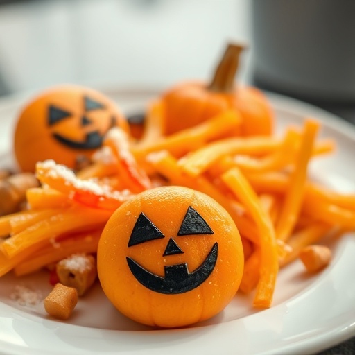 A spooky yet comforting Halloween dessert, possibly a 'graveyard' chocolate pudding or a 'mummy' pastry.